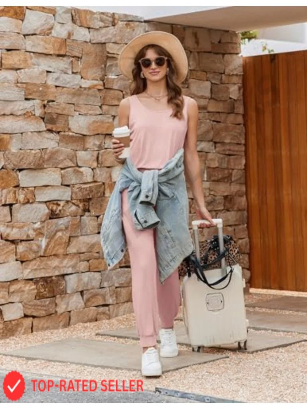 Sleeveless Scoop Neck Jumpsuit for Women 95% Polyester 5% Spandex Casual Long